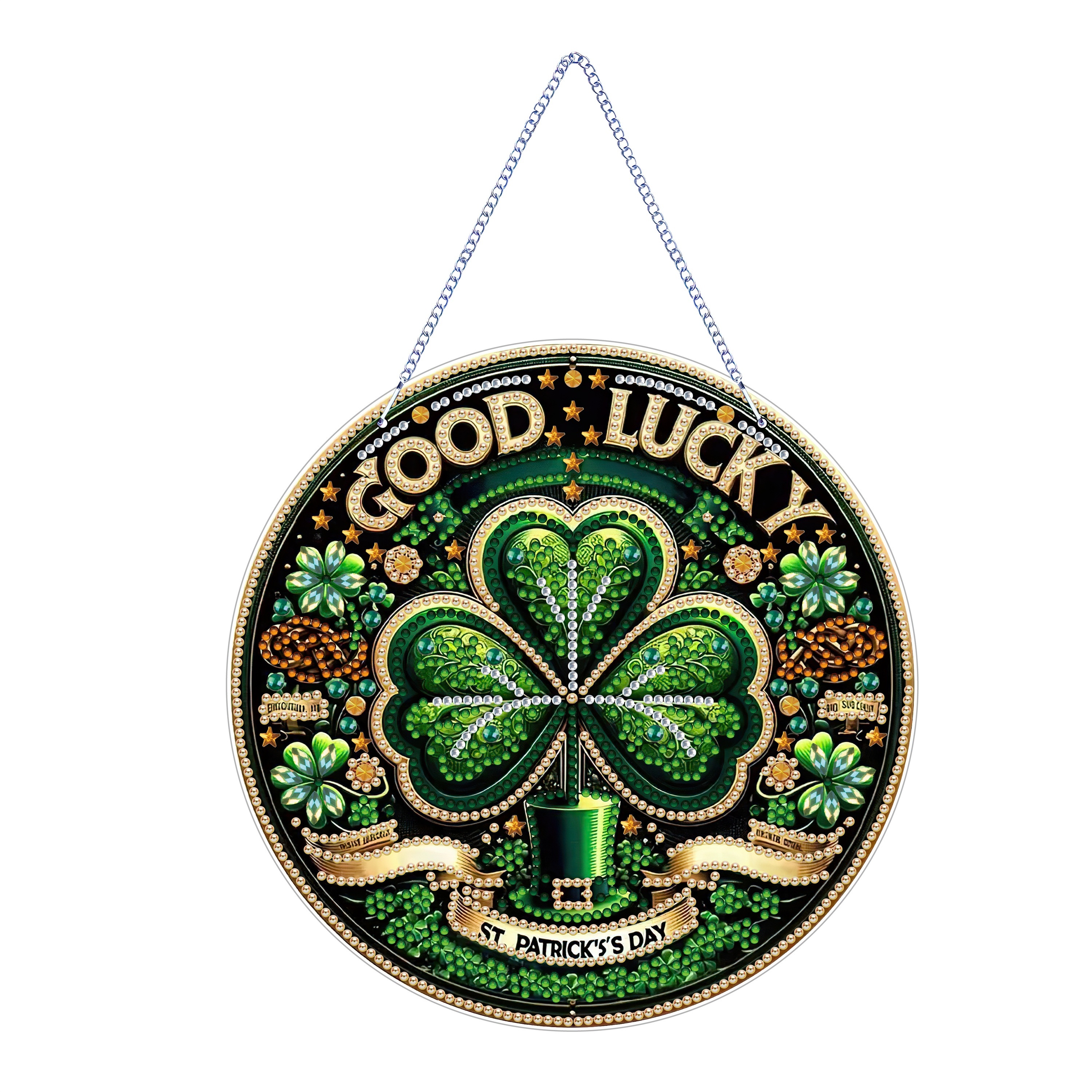 

Diy New Diamond Art Painting Pendant, Lucky Clover, St. Patrick's Day, Holiday Decoration, Gift, Bonus, Release Your Creativity, Light Up Home Decoration, Clover In Front Of The Window