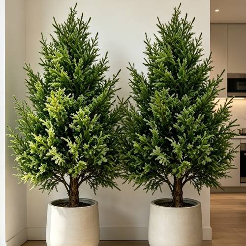 2 artificial pine and trees faux trees uv resistant outdoor artificial trees for holiday and home kitchen supplies featuring realistic branches and trunks indoor and outdoor christmas and halloween