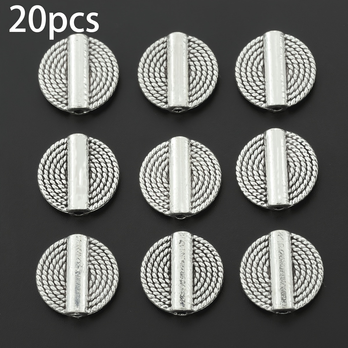 E-shop 20 Stück flache, wolkenförmige Spacer-Perlen mit kleinen Löchern, im Vintage-Legierung-Design mit Mustern. Diese Retro-verdrehbaren Kreis-Perlen