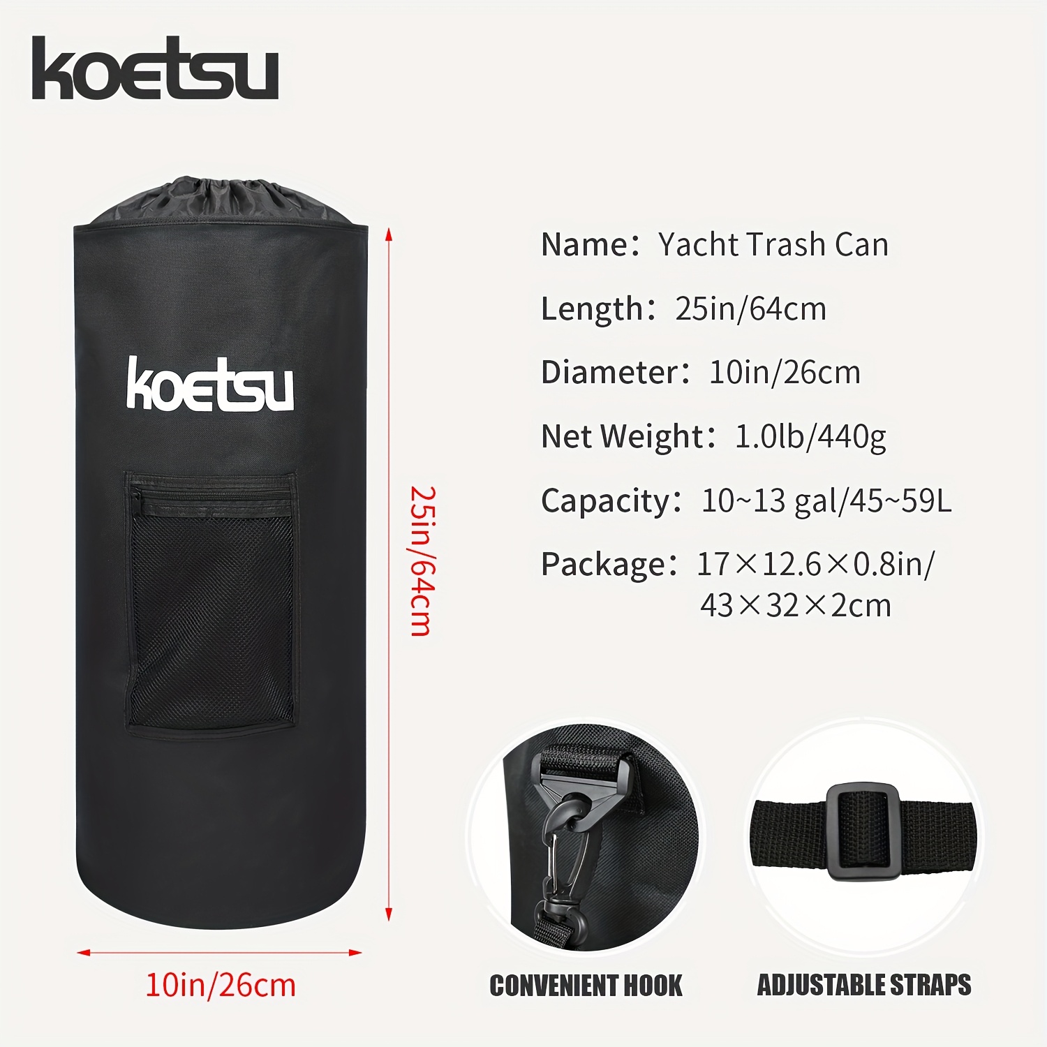 Boat Trash Can, Leakproof & Odor-Proof Hanging Garbage Bin