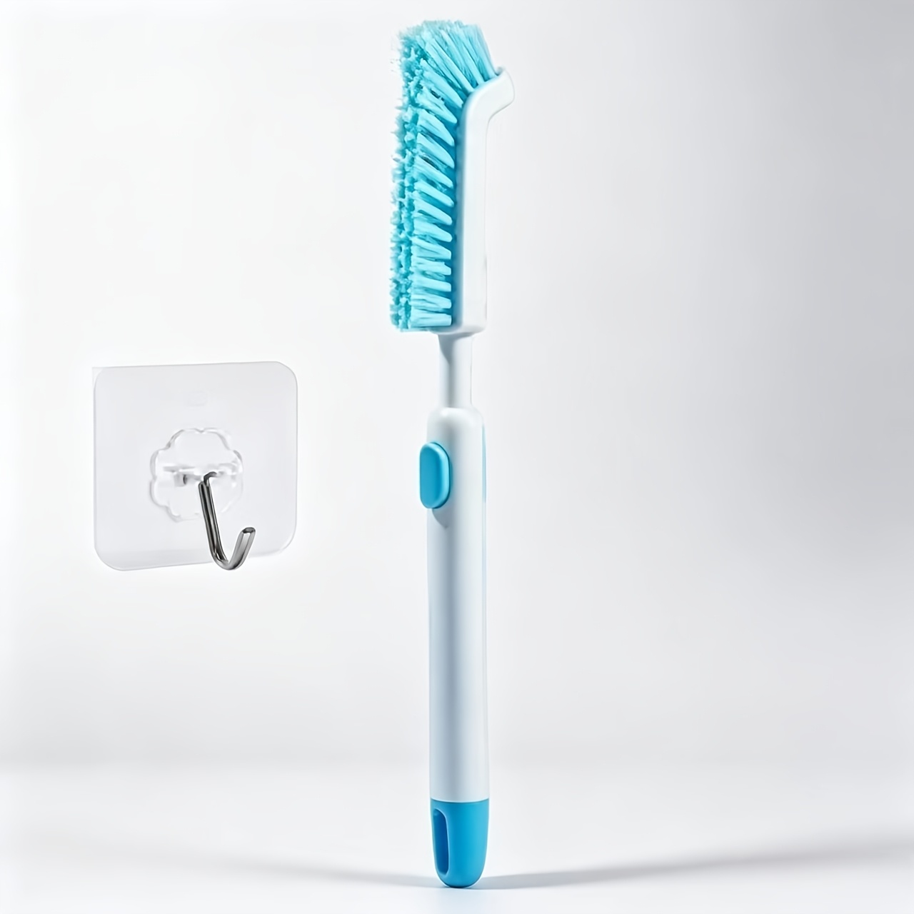 TEMU 2pcs Set Of Plastic Scrubber And Hook, Ergonomic Telescopic Handle Flexible Angle Cleaning Brush - Suitable For Bathroom And Kitchen Sink