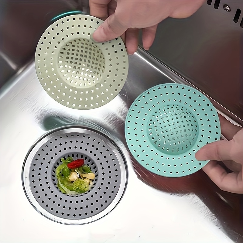 

3pcs Kitchen Sink Strainers - Hair & Food , Essential Drain Protection Baskets In Light Green & Blue, Plastic Mesh For Home Use, Sink Strainers For Kitchen Sink