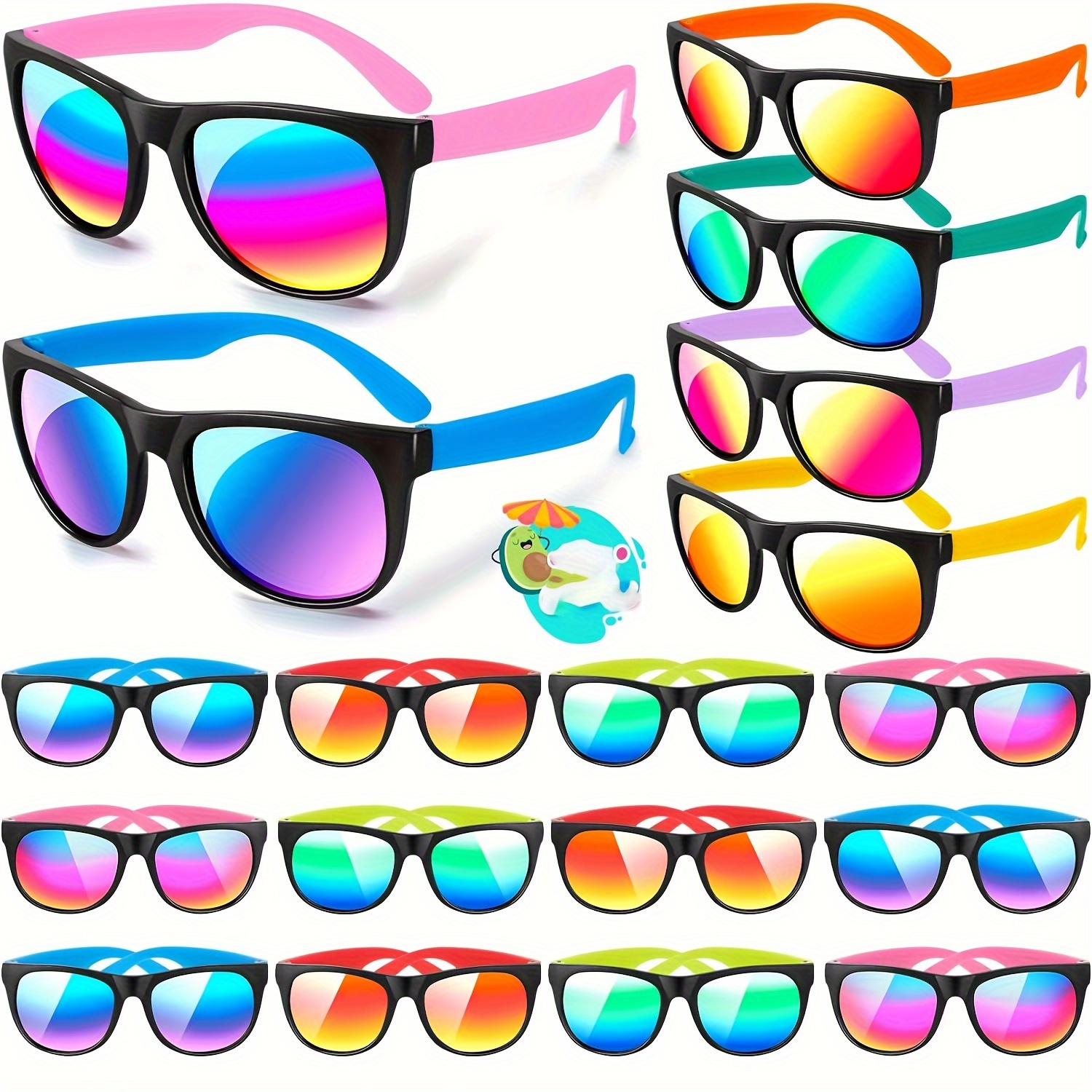 

12/24pcs Fashion Glasses, Party Favors, 80s Retro Neon Fashion Glasses, For Beach Pool Birthday Party Supplies
