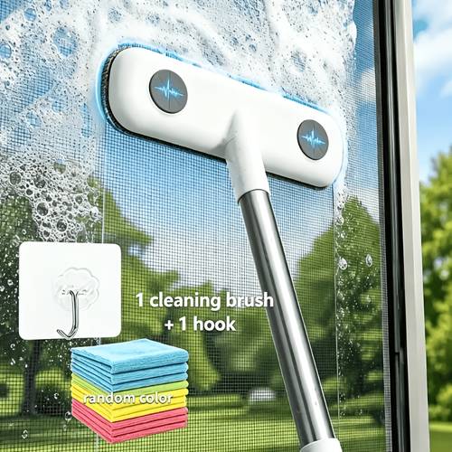 cleaning brush 1 brush hook 1 random color cloth suitable for window screens glass pet hair remover window screen cleaning tool reusable household door and window cleaning tool