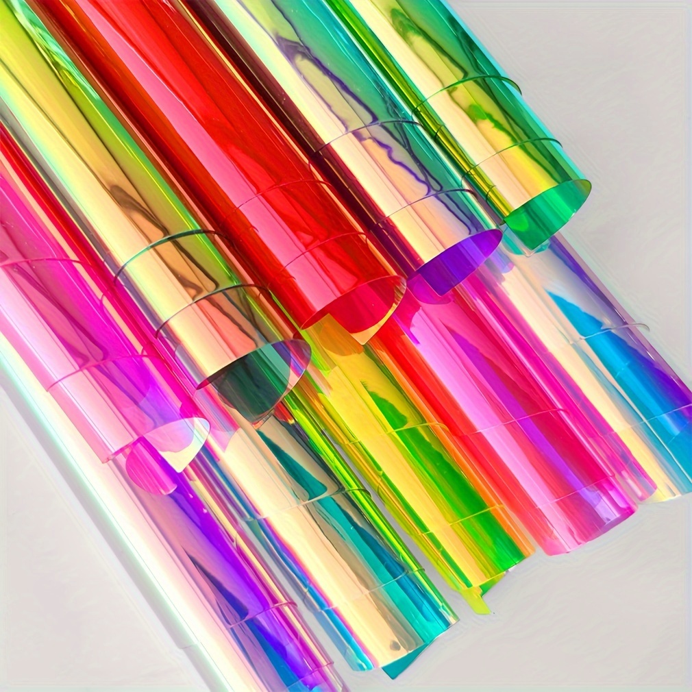 

10 Pieces A4 Holographic Pvc Fabric Iridescent Transparent Vinyl Mirrored Foil Laser Crafts Fabric For Sewing Crafts Diy Bows Jewlery Making, 30x21cm Christmas Decor