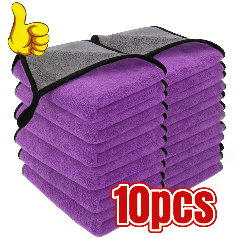 TEMU 10pcs Microfiber Car Cleaning Towels - Thick, Absorbent, , Efficient Drying And Cleaning, 800g Per , Polyester Fiber, Lightweight Woven Design,