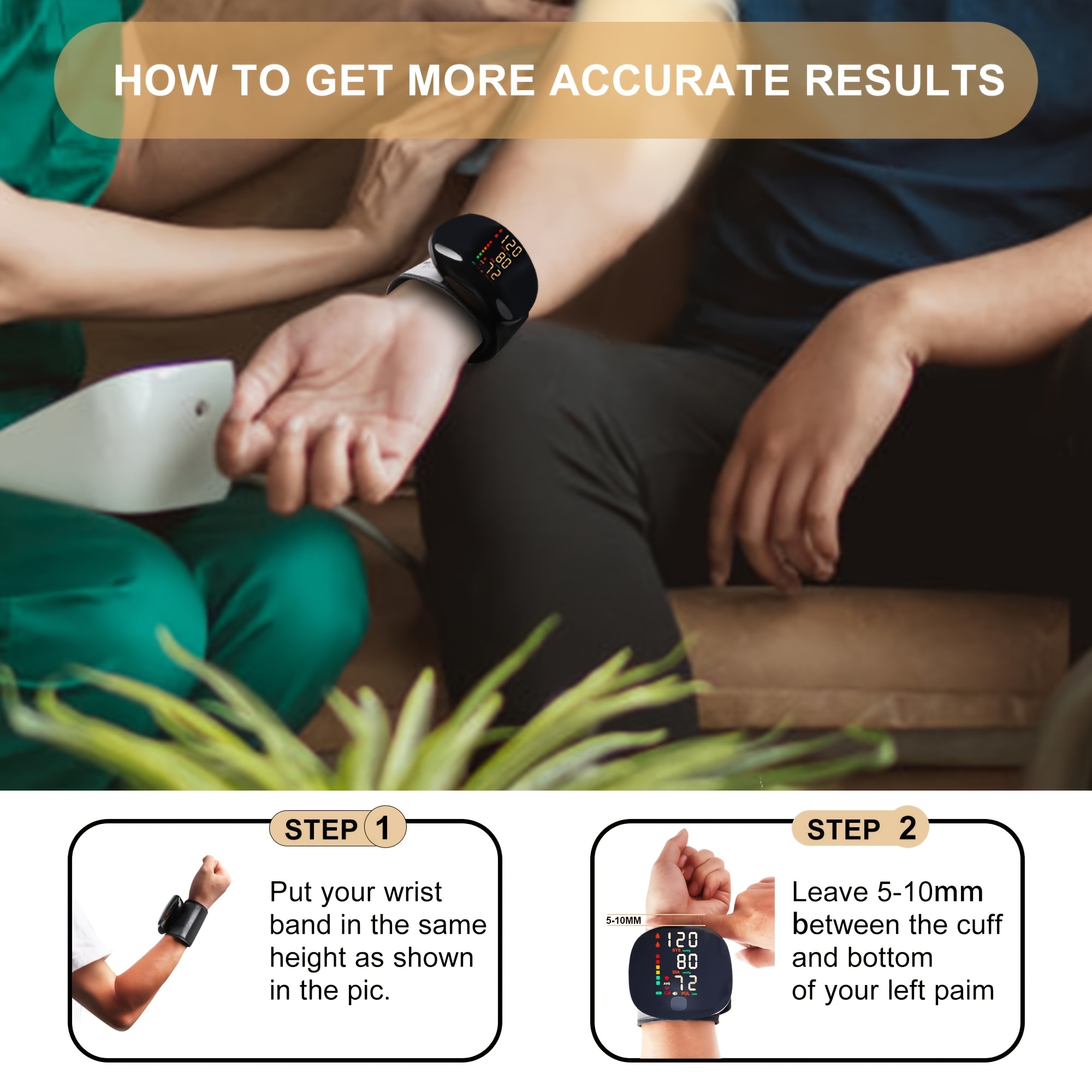 1pc md1820 wrist   with lcd display adjustable cuff   detection irregular heartbeat alarm usb rechargeable sound     monitoring ideal gift for     wrist cuff Product details 2