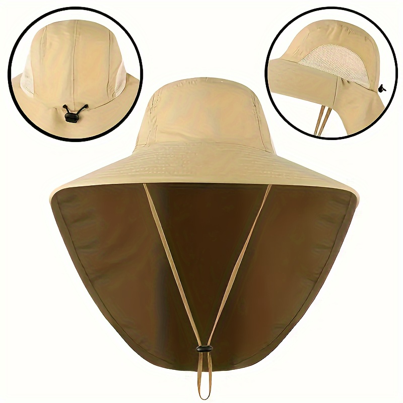 Outdoor UV Protection Hat For Men With Large Brim, Face And Neck Protection Fishing Hat