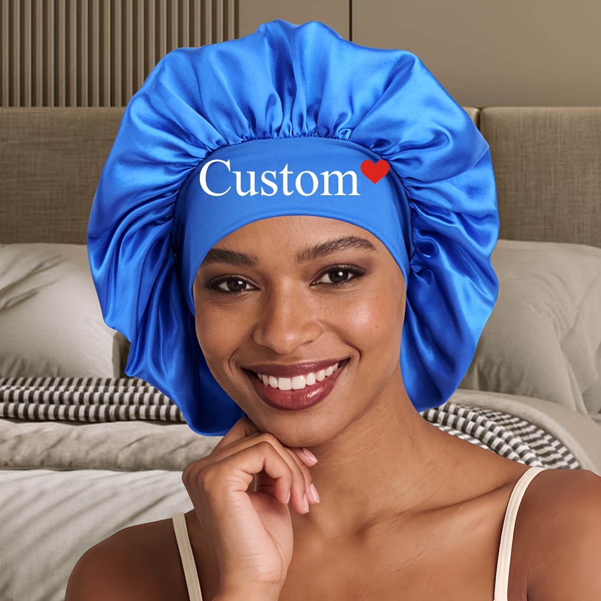 TEMU Customized Satin Sleep With Wide Brim For Women, Featuring Vibrant And Soft Designed For Curly Hair, Night Sleeping For Girl And Women, Soft