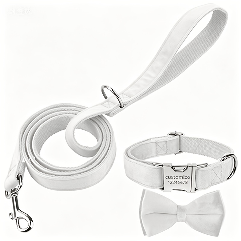 Custom Dog Collar with Leash, 3pcs Personalized Set