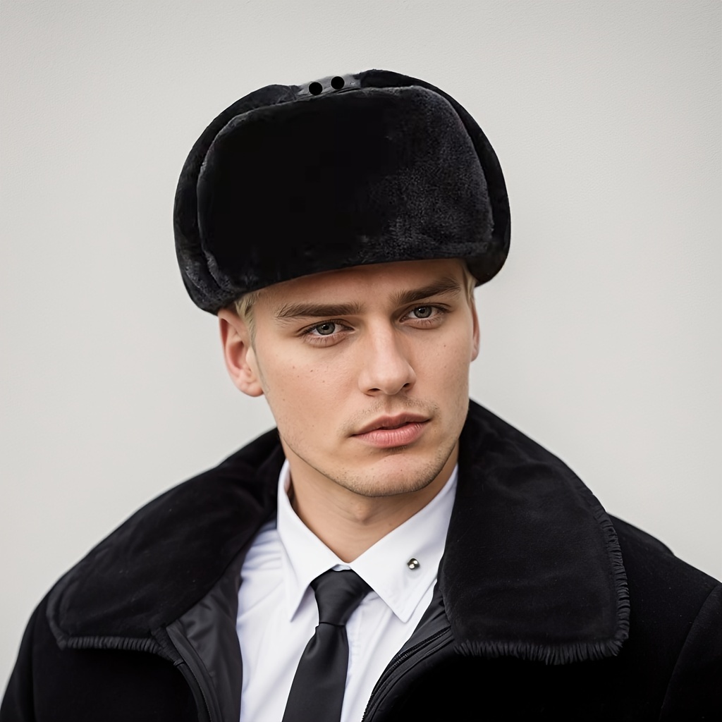 New Genuine Leather Hat for Men - Warm     Style, Thickened Ear Protection Winter Cap for Middle-Aged and Elderly, Autumn/Winter Outdoor Gift for Grandpa