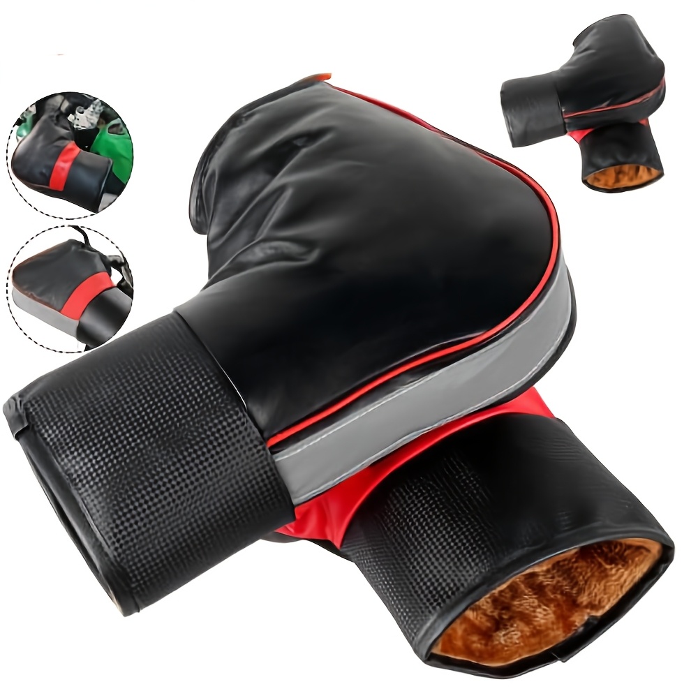 TEMU 1 paire de poignées de guidon réfléchissantes pour motard, ensemble de gants d'hiver chauds et coupe-vent pour moto, ensemble de poignées de