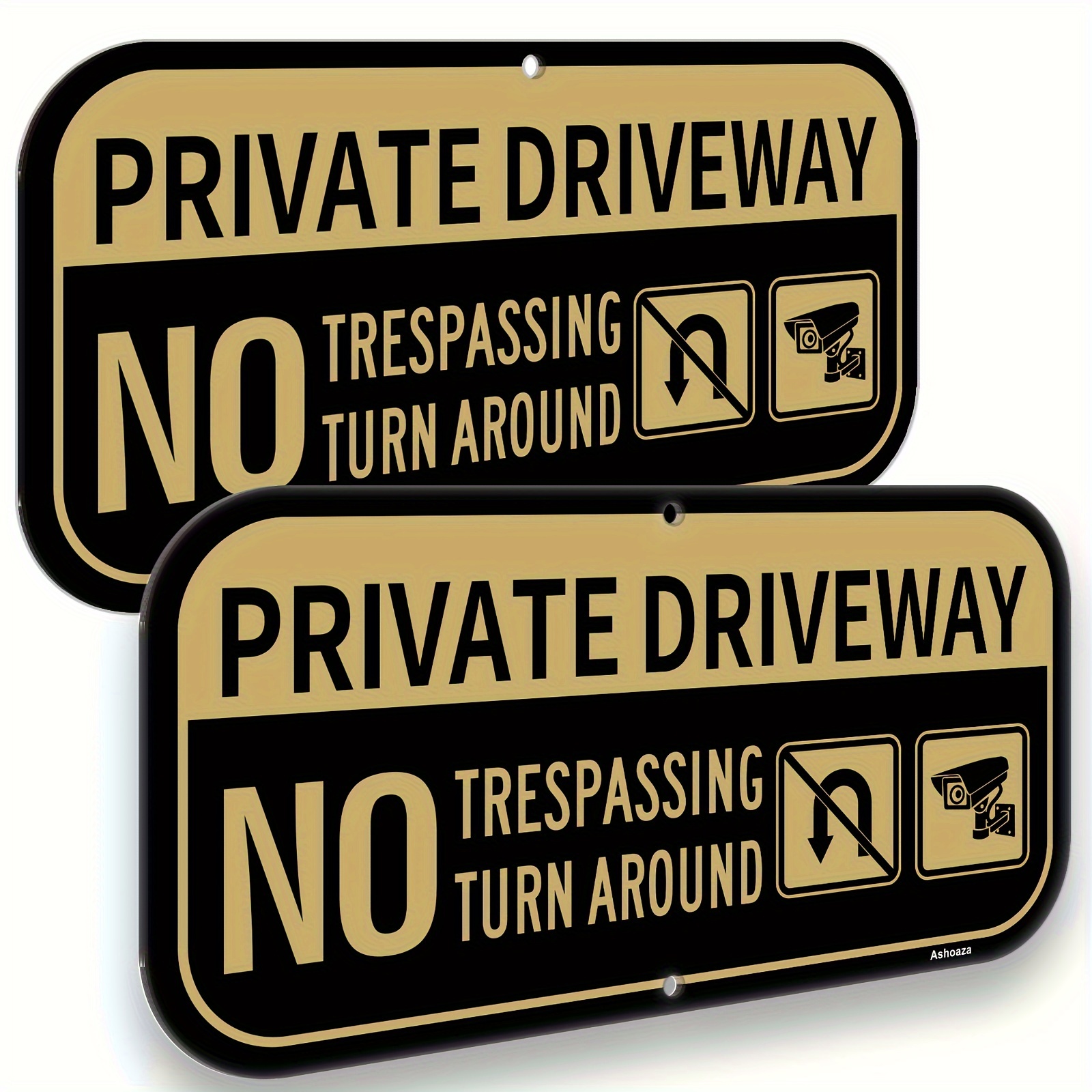 

Private Driveway Sign, Aluminum No Parking No Turn Around Driveway Sign Outdoor Metal, Private Driveway No Reflective, Uv Protected And Weatherproof, 12'' X 6''(2 Pack)