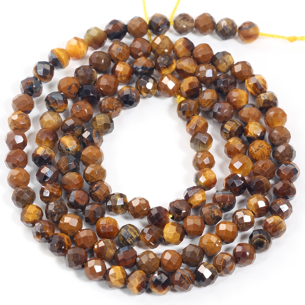 TEMU Perline Sciolte Sfaccettate in Occhio di Tigre Naturale - Perline di Occhio di Tigre da 3mm per Creazione di Gioielli, Accessori Fai da Te per