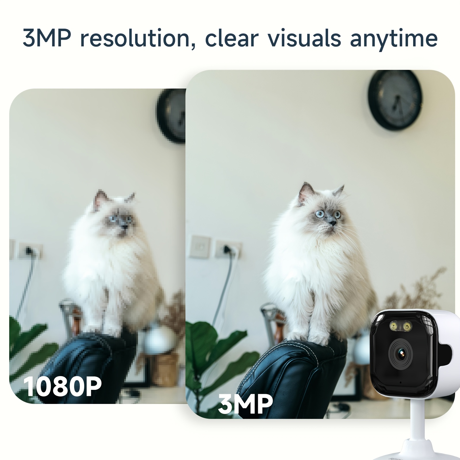 HEIYOUCAM 3MP Full HD Surveillance Camera, 2.4G/5GHZ Dual Band Wireless Camera, Full-Color Night Vision, Two-Way Voice Call, Motion Detection, Built-in AP Hotspot, Can Be Viewed Without Internet, Take Care of Children, Elderly And Pets Safety