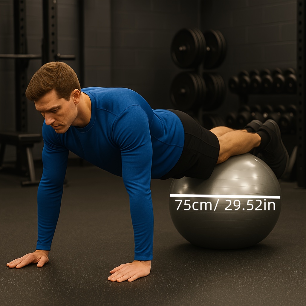 TEMU Heavy-duty Yoga Ball Exercise Stability Ball With Pump - Extra Large Fitness Ball For , Balance Training, Pilates, Home Gym - Core, Abs, Back, ,