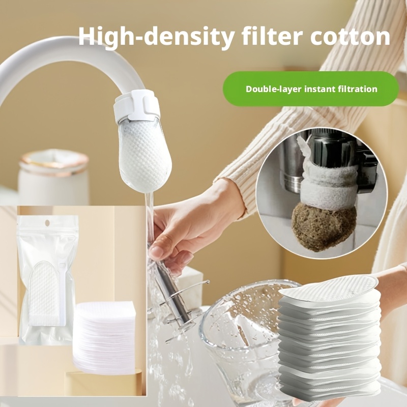 TEMU 60pcs Faucet Filter Bags, Includes 50 Filter Bags + 10 Tie Straps. Features High- Pre-filtration To Trap Rust, Sediment, Impurities, Etc. A