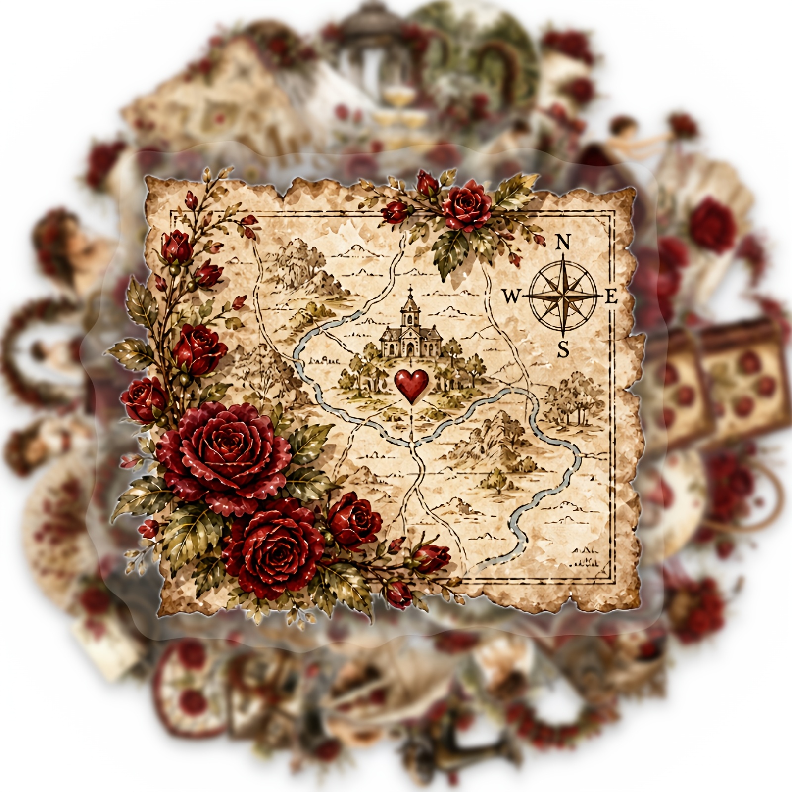 TEMU 50pcs Transparent Pet Romantic Wedding Floral Stickers, Wedding Flower Decals, Decorating Scrapbooks, Laptops, Water Bottles, Skateboards,