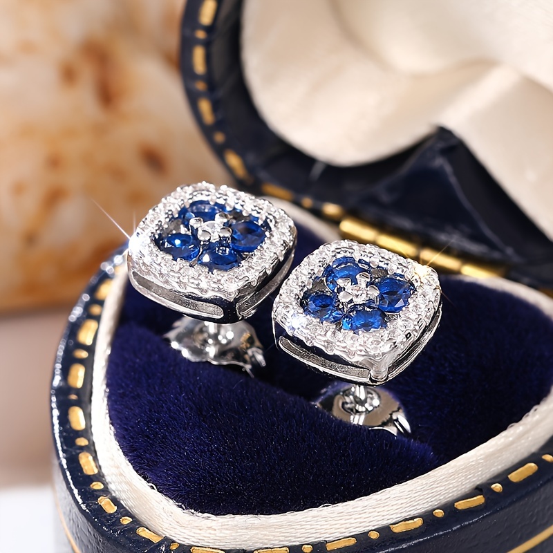 Square Drop Earrings with Cubic Zirconia, Perfect for Engagements & Parties