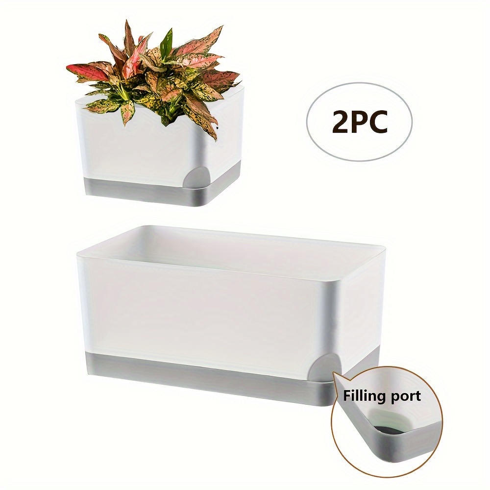 Image of 2pcs 8.27 Inch And 3.93 Inch Self Watering Planter Indicator, Plastic Plant Flower Pots Container For Indoor Plants, Herbs, Aloe, Outdoor Gardening Home Decoration For Spring Gardening Gift