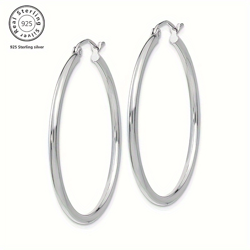 

925 Sterling Silver Stylish Simple And Generous Women's Earrings Vegan Hoop Lightweight 0.2cm Wide Suitable For Everyday And Special Occasions Gifts For Friends And Family Birthday Gifts Gift Box