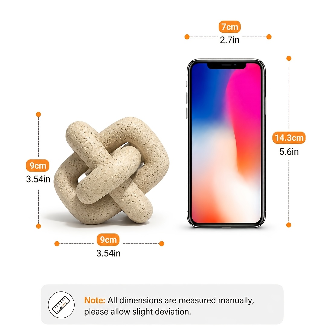 TEMU 1pc Modern Abstract Knot-shaped Home Decor Sculpture; A Beige Resin Piece With Textured End, Featuring Minimalist Artistic Style—suitable For
