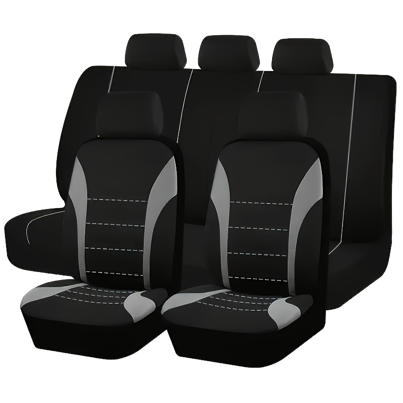 TEMU 5-seat Car Seat Covers Set - Stylish Polyester Fabric, Fits Most Vehicles, Protection, , Universal Fit