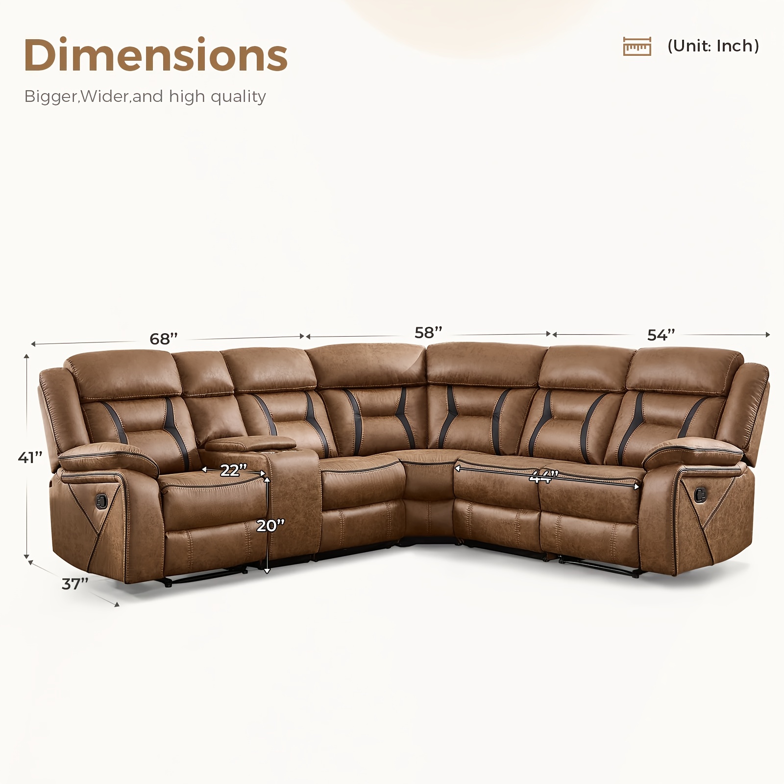 contemporary synthetic faux leather reclining sofa collection 5 seater couch featuring cup holders and storage ideal for living rooms and offices Product details 2