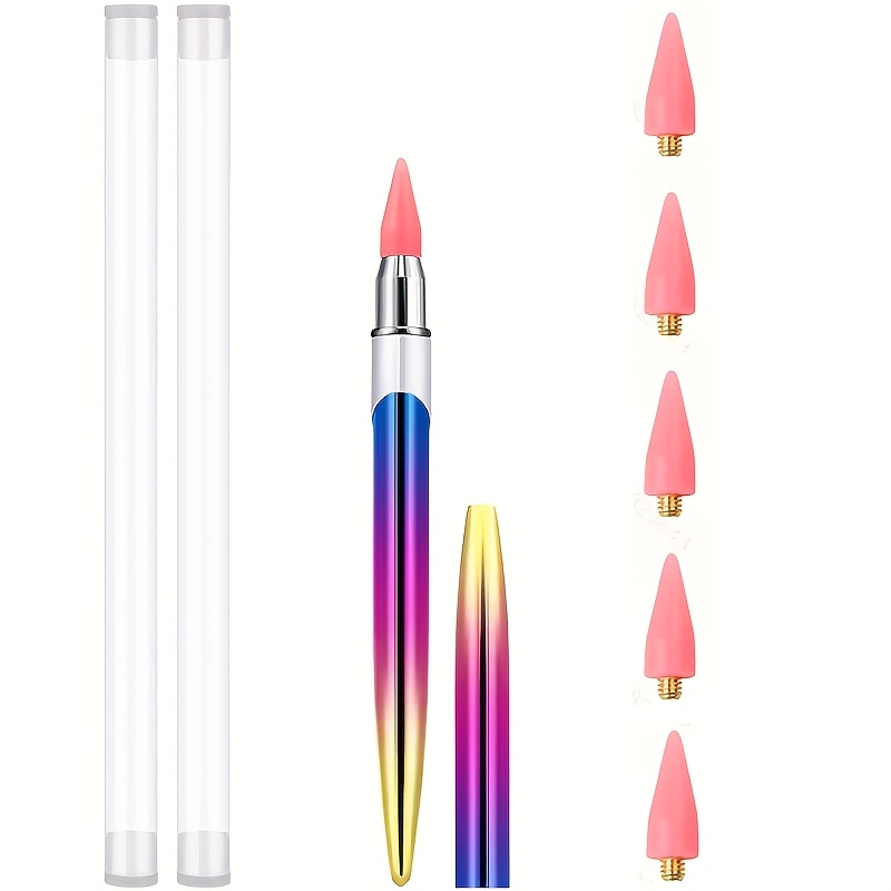 TEMU Kit d'outils de ramassage de strass, pinceau de ramassage de strass avec 5 embouts de cire supplémentaires, outil de de pierres synthétiques