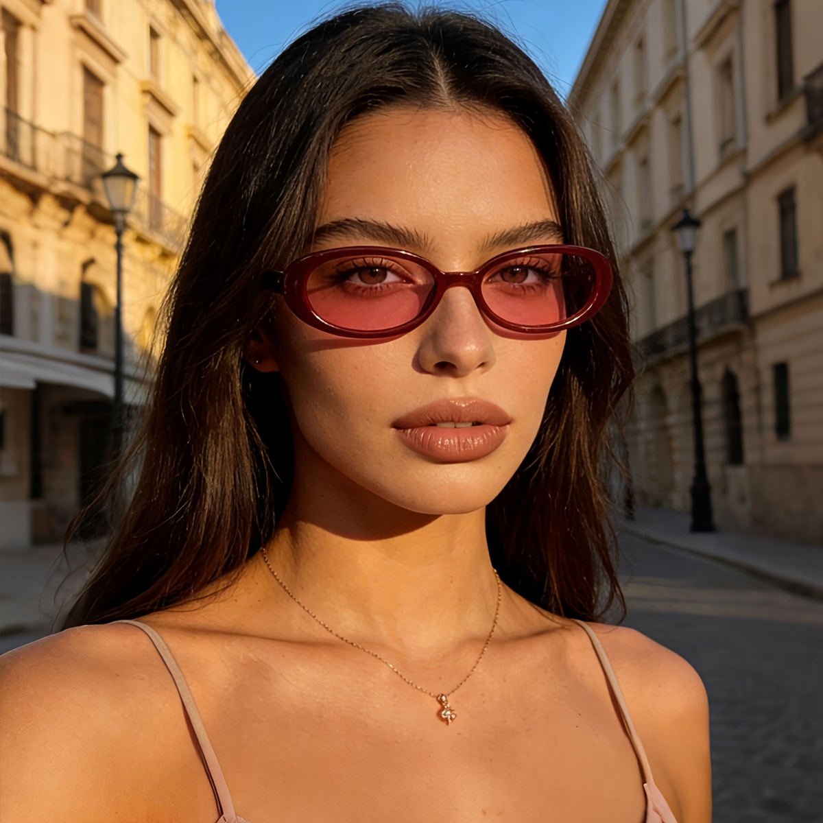 Image of 1pc Retro Oval Small Frame Fashion Women's Decorative Glasses, Trendy Essential Accessory