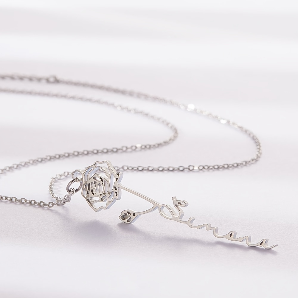Personalized Vintage Flower + Name Pendant Necklace