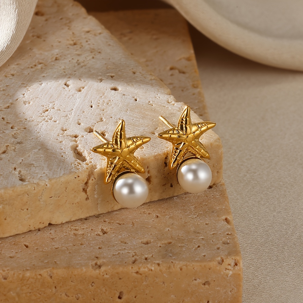 Summer Ocean Stainless Steel Starfish Stud Earrings