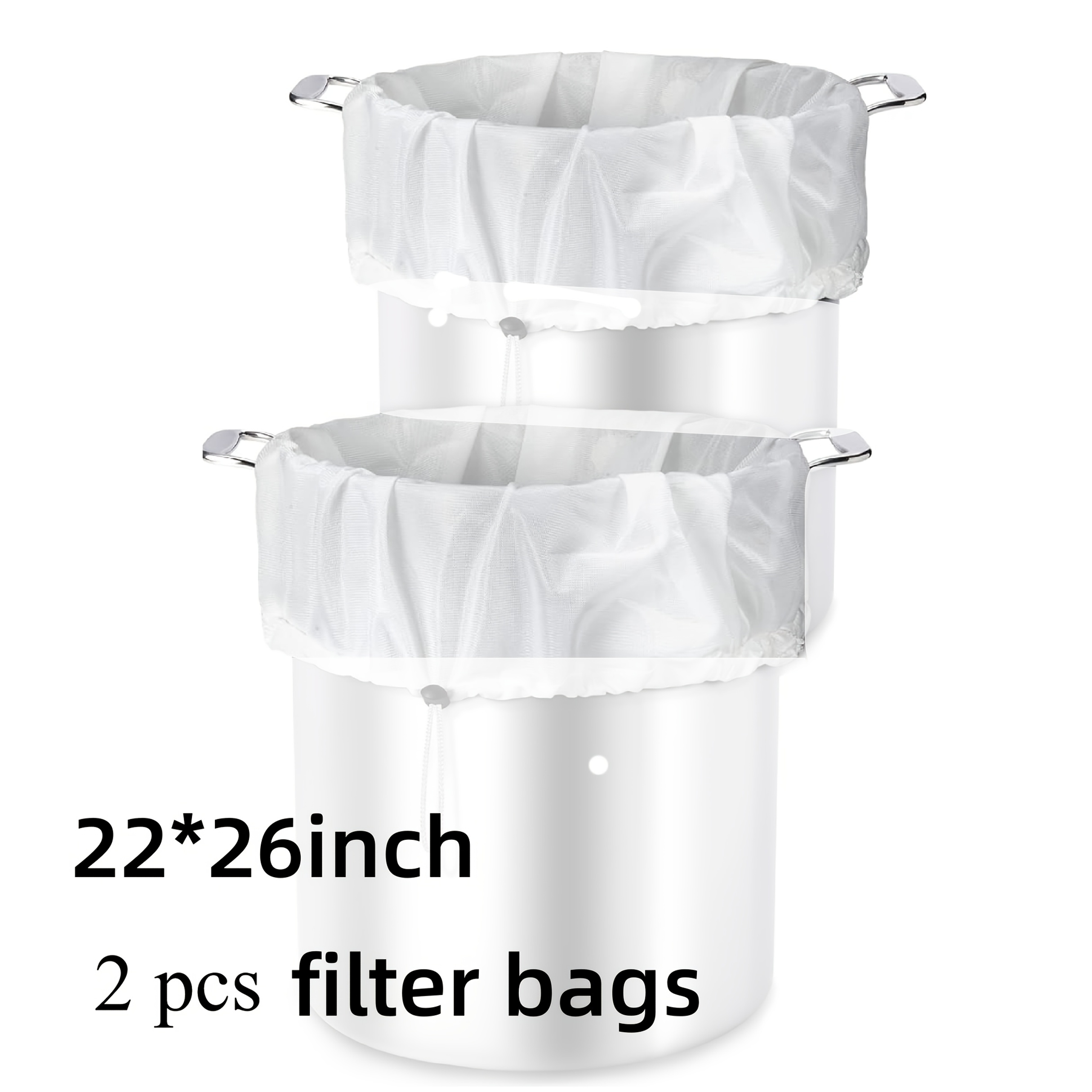 Image of 2pcs Extra Large Reusable Straining Bags, 26"x22"inch 2pcs, 250 Micron Fine Mesh With Adjustable Drawstring For Home Brewing- Ideal For , Grains, Fruit, Wine& Beer Making