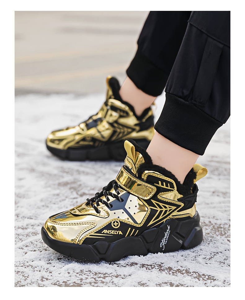 Jongens Sneeuwlaarzen met Dikke EVA Zolen en Pluche Voering, Jongens Casual Schoenen, Lichtgewicht Modieuze Trendy Schoenen, Sportieve School Schoenen voor Jongeren, Buitenshuis Hardloopschoenen voor Jongens, Grote Warme Kinderen Schoenen Herfst- en Wintermodellen