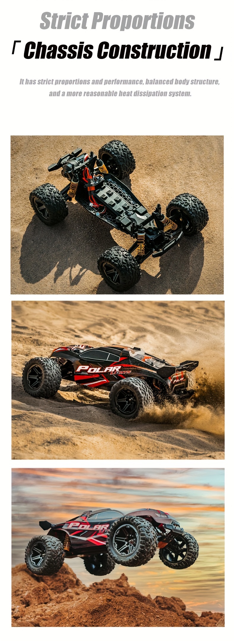 all terrain high speed off road rc car 70km h 150m remote control distance 2 4ghz remote control outdoor sports racing drifting 7 lighting modes carbon brush motor birthday gifts details 5