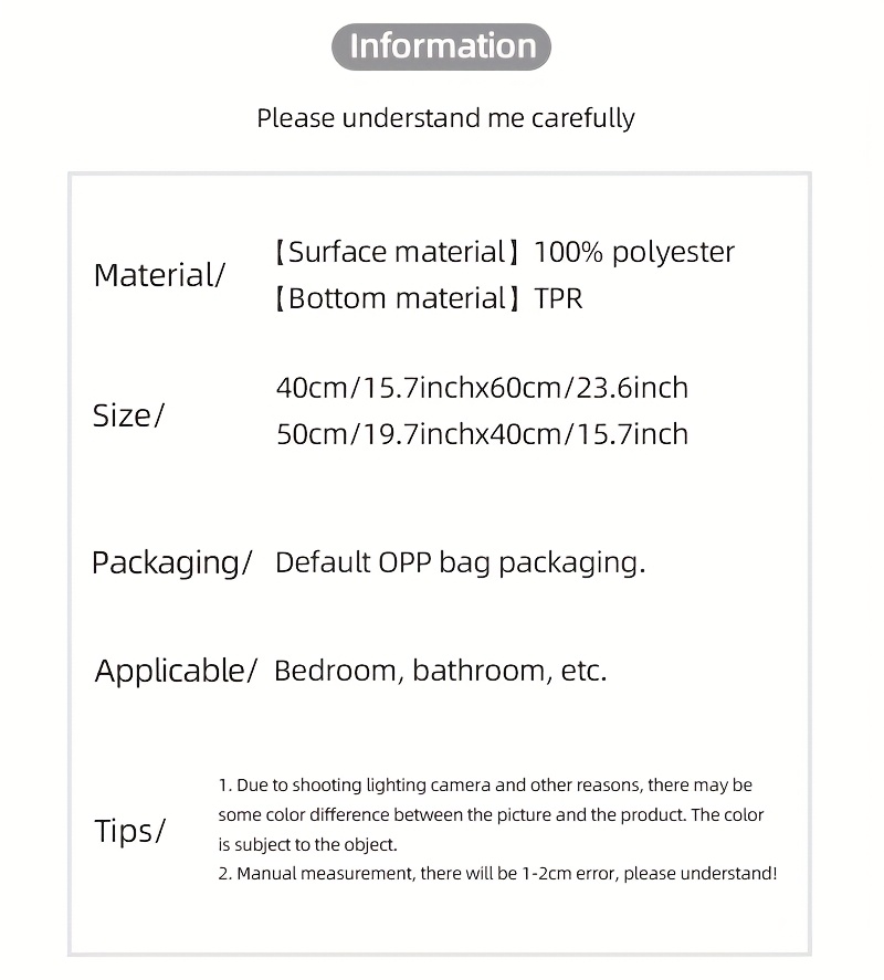 2pcs of ultra soft non slip bathroom carpet   absorbent machine washable durable home decoration floor mat suitable for bathroom bathroom bedroom living room entrance u shaped toilet mat entrance door mat Product details 1