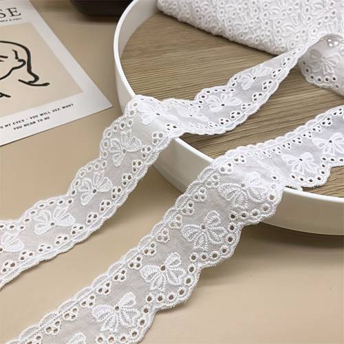 elegant white lace trim with floral patterns 3 5cm wide fabric ribbon for diy crafts sewing and lolita style fashion accessories craft embellishments floral lace trim detailed stitching lace fabric
