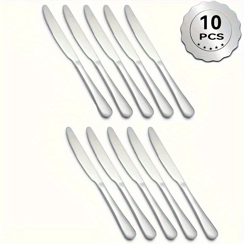 10pcs 스테인레스 스틸 저녁 나이프 세트, 식품 등급, 미러 마감, 가정 모임, 레스토랑, 식기 세척기 안전, 주방 및 식기 용품 (1/2/3/4/5/6/7/8/9/10/12개)