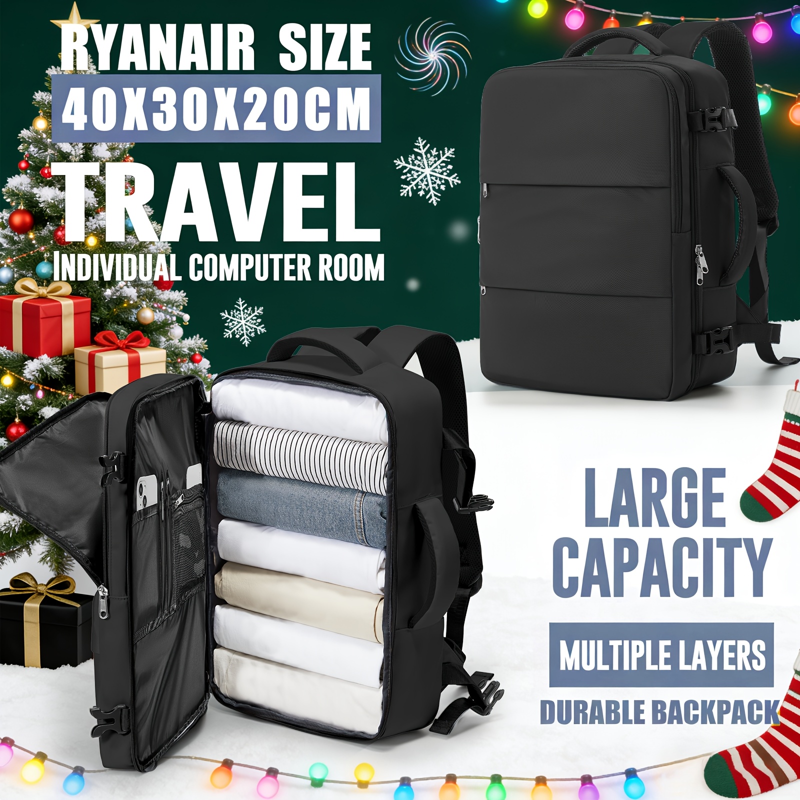 E-shop Ryanair Reisetasche Größe 40x30x20cm mit individuellem Laptopfach, Durable Handgepäcktasche mit großem Fassungsvermögen für Kurztrips, Wandern,