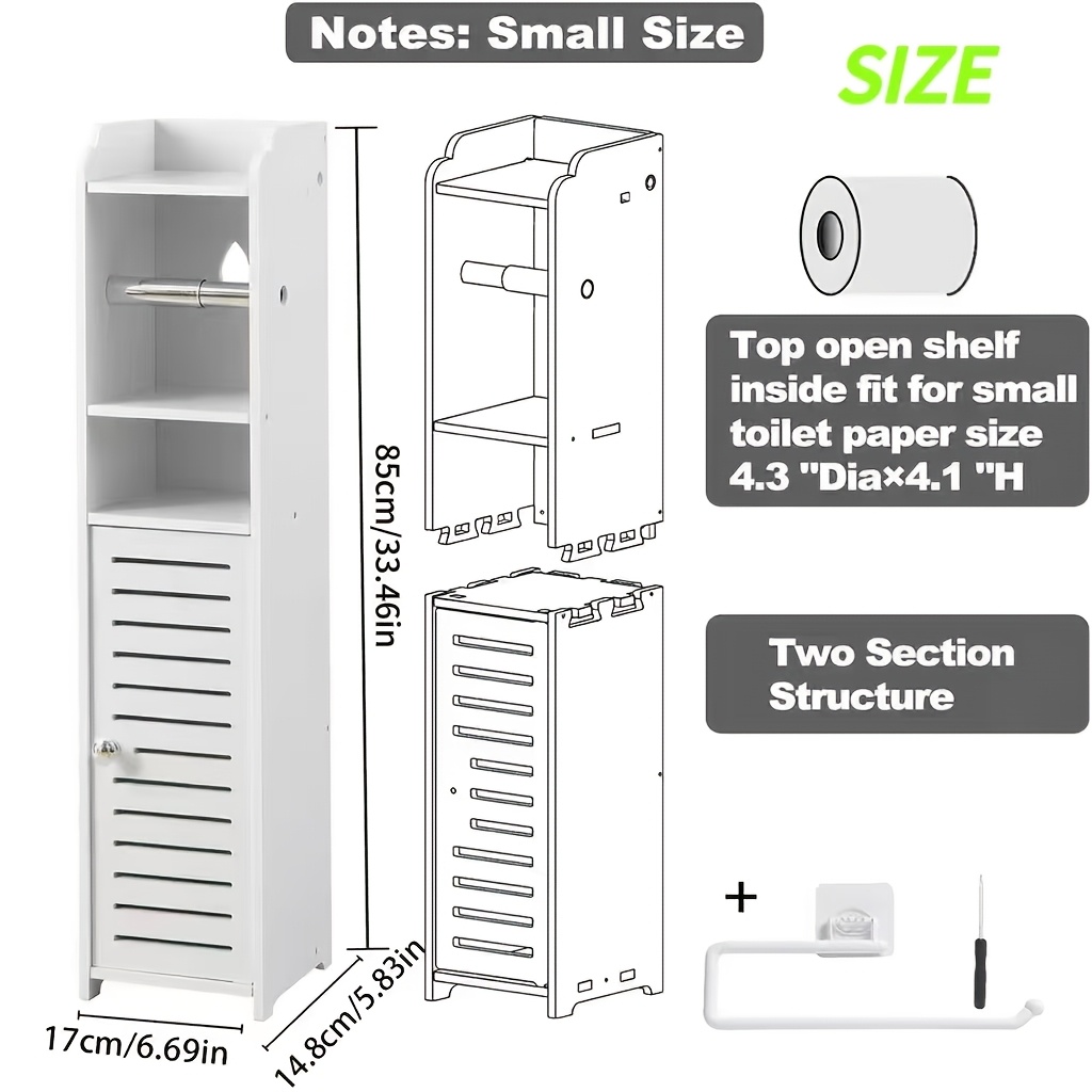 TEMU Compact Storage Unit For Bathrooms, Designed With A Slim Profile And Made From Durable Pvc, Perfect For Small Areas. Easy To Put And Versatile,