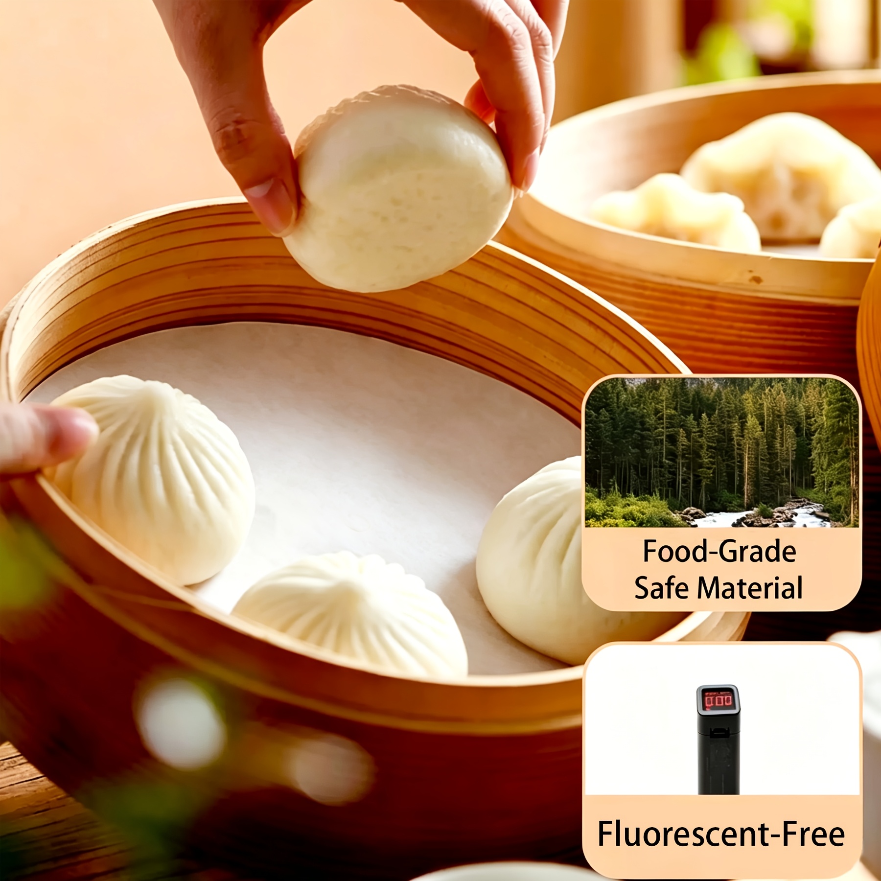 95pcs Oil-Proof Non-Stick White Round Baking Paper, Disposable