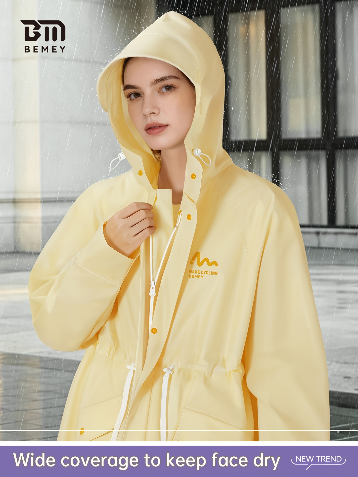 womens raincoat   outerwear for electric scooter long full body new single person special poncho womens coat long style with pockets waist tie design rain hat brim