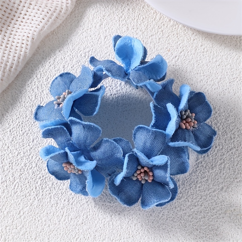 E-shop Retro Süßes Temperament Stoffblume Haargummi Geeignet für Damen und zum Binden von Pferdeschwänzen und Dutt Haarband Haarzug Haarverzierungen