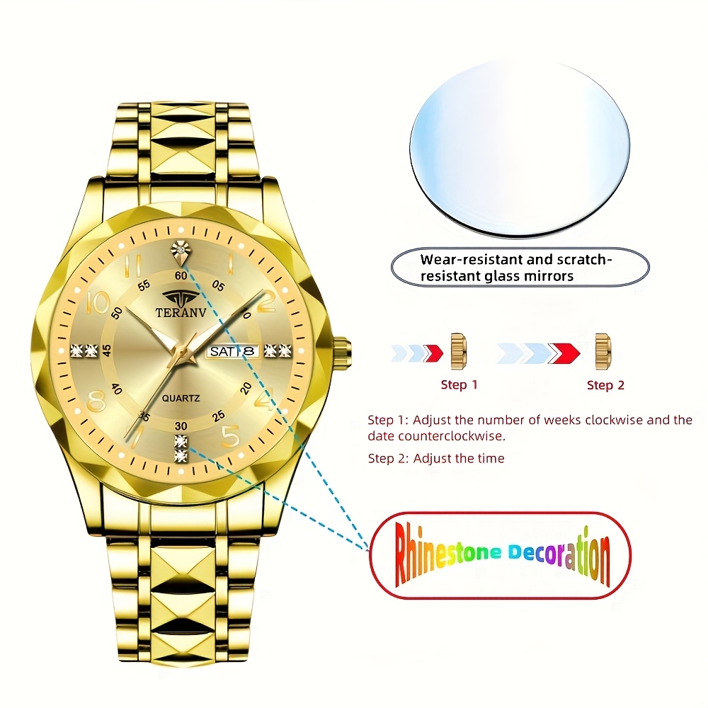 Fashionable Couple Watch with Rhinestone Design