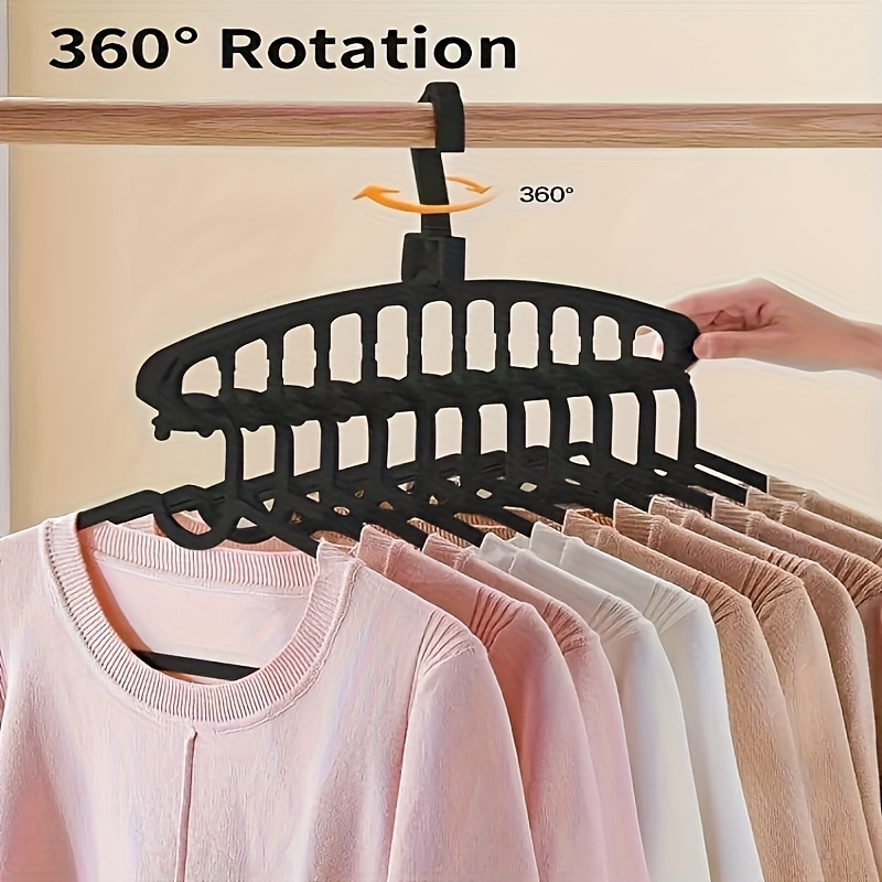 2pcs Black Plastic Hangers with Multi-Hook Design - Space-saving Wardrobe Organizer for Home and Travel, Durable and Lightweight, Ideal for Neat Closet Storage and Clothing Hangers