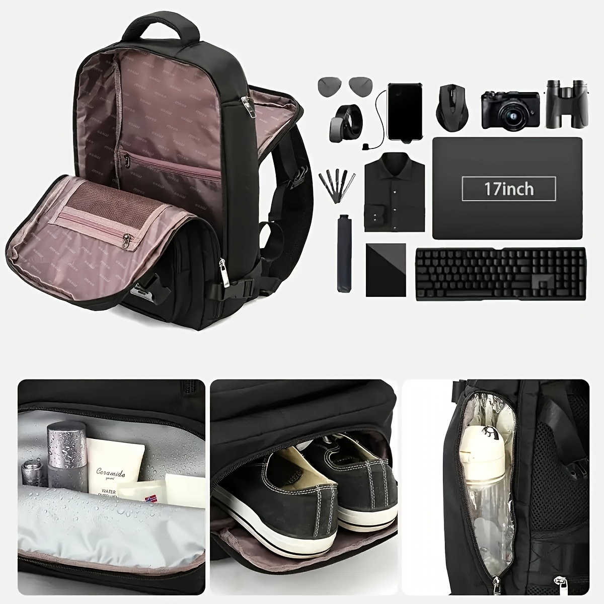 Backpack with laptop sleeve and shoe compartment best sale