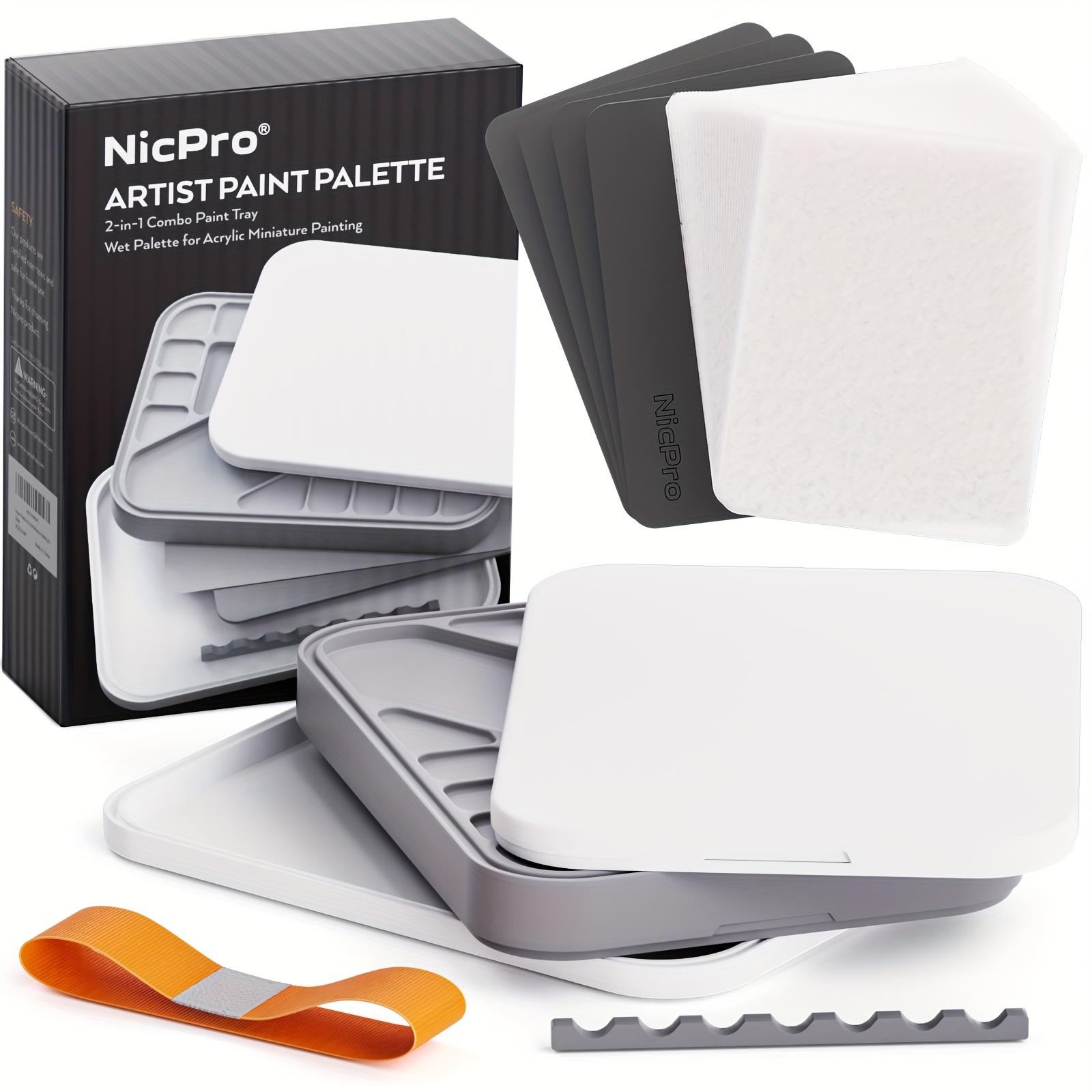   palette for painting miniature acrylic paint palette tray with lid 100pcs wet pallet paper 4pcs sponge brush holder paint mixing saver palette for model paint