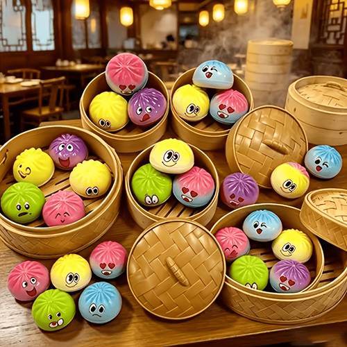 4 8 15pcs multi party party gift bag slow rebound material squeeze toy baozi gift toy combination school and birthday gift slow rebound toy indoor outdoor party gift competitive interactive game suitable for activities team building