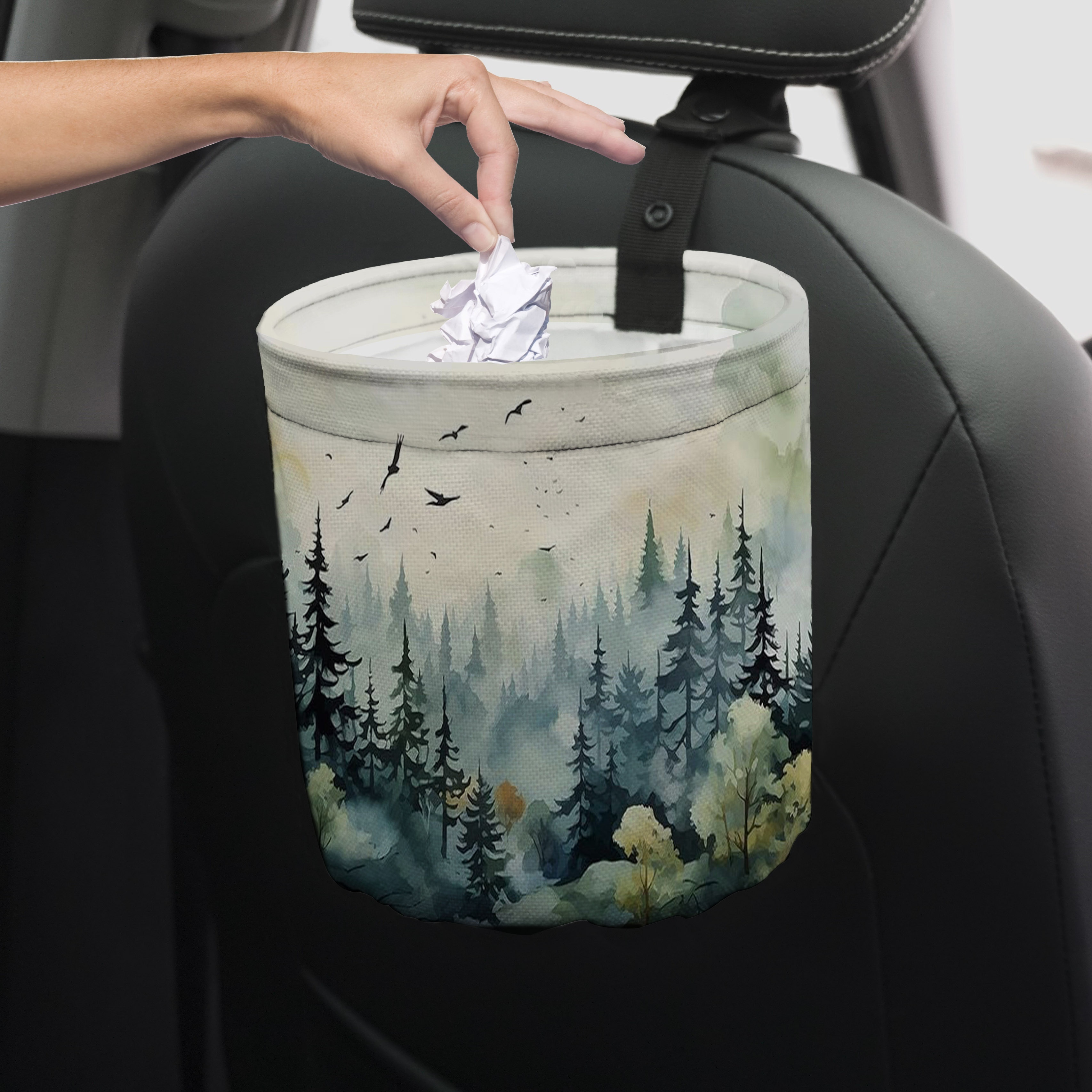 Image of Ink Style Car Trash Can - Portable Trash Can For Car Interior, Camping And Kitchen - Men's And Women' Accessories Storage - Garbage Organizer And Decoration
