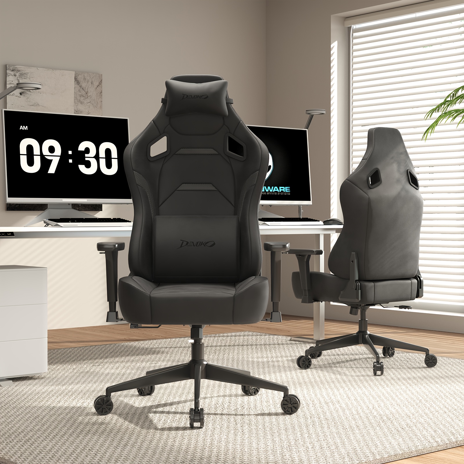 TEMU Devoko Adult Ergonomic Fabric Gaming Chair, A High-back Computer Chair Featuring High-quality Molded Foam, 3d Armrests, Adjustable Recline, A